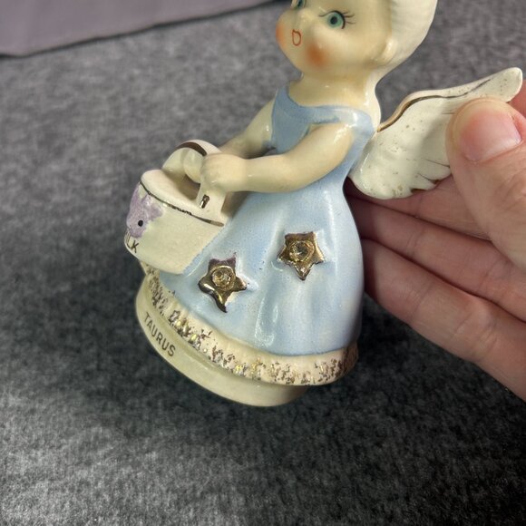 Vtg Taurus Zodiac Angel Nippon Yoko Boeki Birthday Rhinestone Star Figurine - Picture 11 of 11